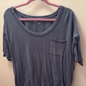 aerie Short Sleeve Scoop Neck Pocket Tee in Slate